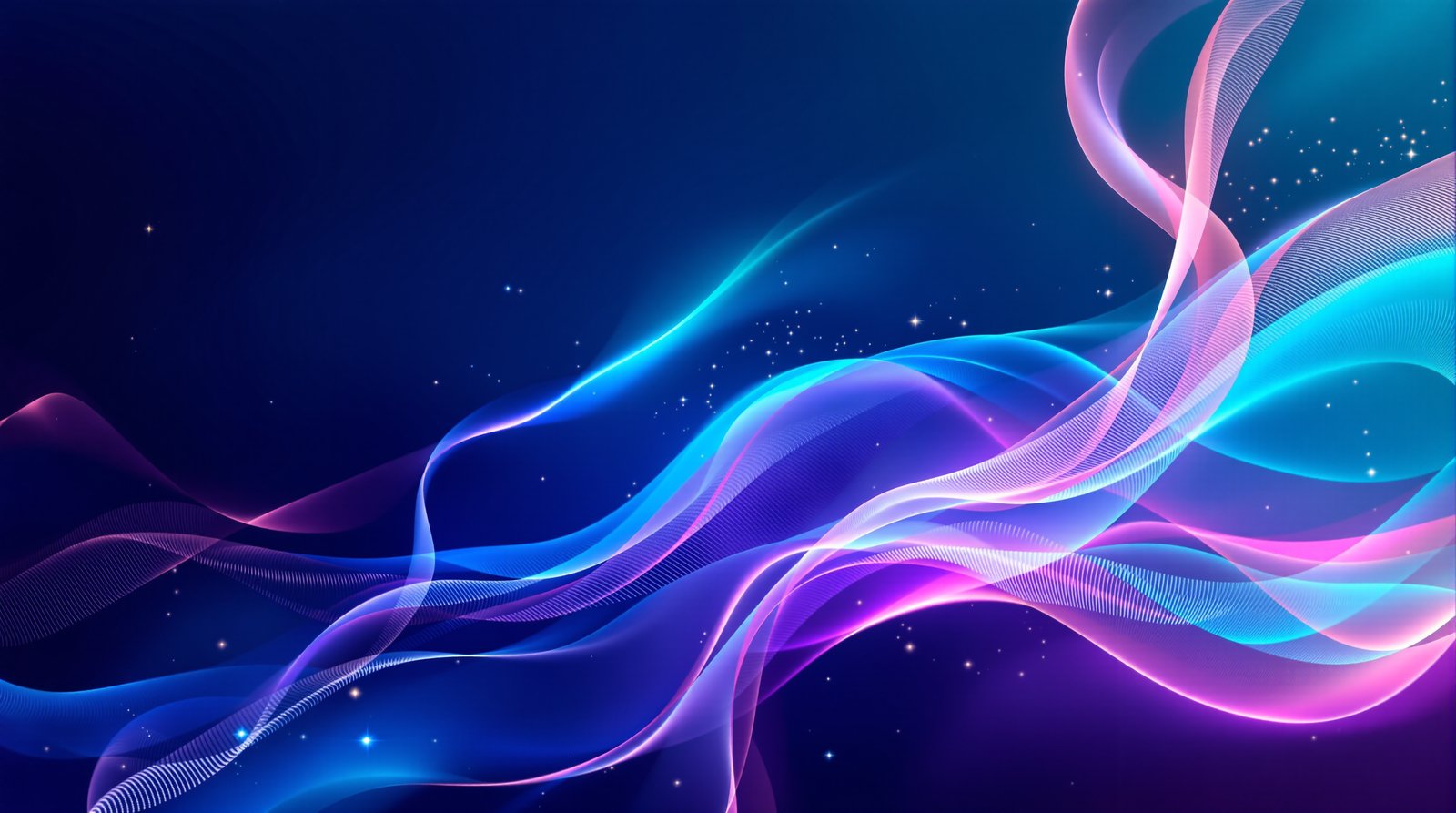 Abstract teal-to-violet light ribbons on a deep indigo field, suggesting digital creativity
