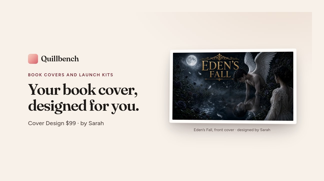 Quillbench product preview featuring the Eden’s Fall book cover